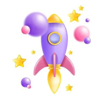 3D rocket icon, vector career boost concept, business creative startup launch Stock Illustration