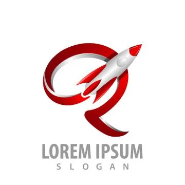 3D rocket in R letter concept design. Symbol graphic template element vector Stock Illustration