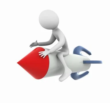 3d rocket rider Stock Illustration