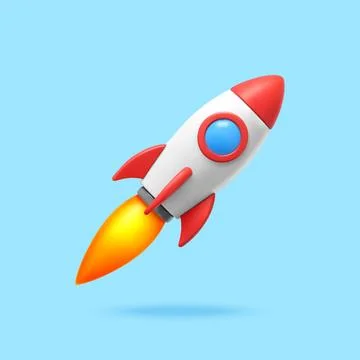 3D Rocket ship launching into sky. イラスト素材