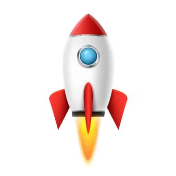 3d rocket space ship launch background. Realistic rocketship spaceship vector Stock Illustration