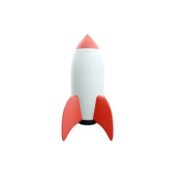 3d rocket space ship launch background. Cartoon rocketship spaceship icon. 3d Stock Illustration