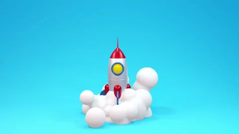 3d Rocket startup creative project Stock Footage 160768796