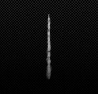 3d rocket trail isolated on a dark transparent background. Airplane white smoke Stock Illustration