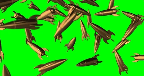3d rockets falling slow motion Video stock 127909504