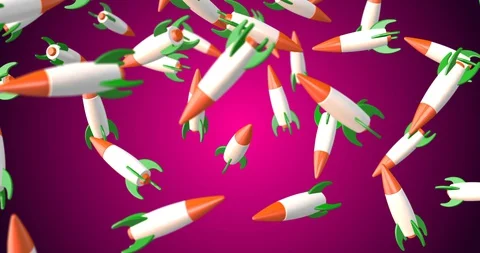 3d rockets falling slow motion Video stock 127921147