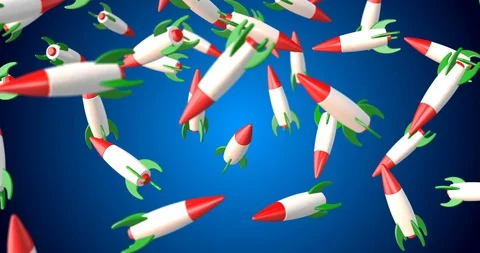 3d rockets falling slow motion Video stock 127923815