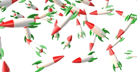 3d rockets falling slow motion Stock Footage 127925800