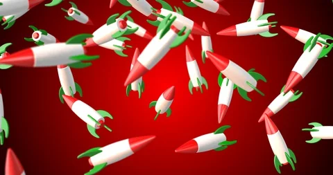 3d rockets falling slow motion Stock Footage 127925808