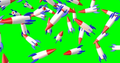 3d rockets falling slow motion Stock Footage 127979515