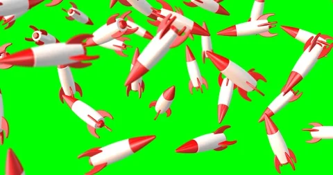 3d rockets falling slow motion Stock Footage 127981694