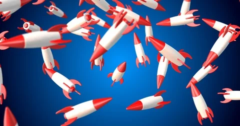 3d rockets falling slow motion Stock-Footage 127981898