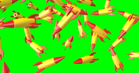 3d rockets falling slow motion Stock Footage 127989374