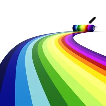 3d roller over rainbow Stock Illustration