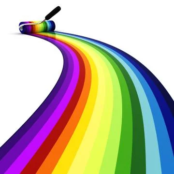 3d roller over rainbow Stock Illustration