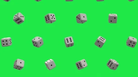 3D Rolling Dice Falling Loop Animation Green Screen Background Video stock 303381076