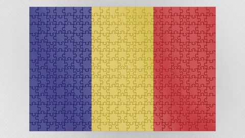 3D Romania flag assembled from a puzzle. With Alpha Channel. Stock Footage 285166710