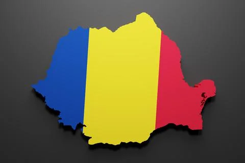3d Romania map and flag Stock Illustration