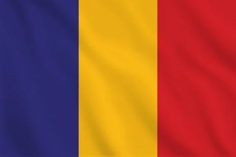 3D Romania waving flag pattern background. Realistic national flag design. .. Stock Illustration