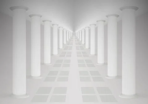 3D Rome Style Column Corridor Palace Interior Ilustración de archivo