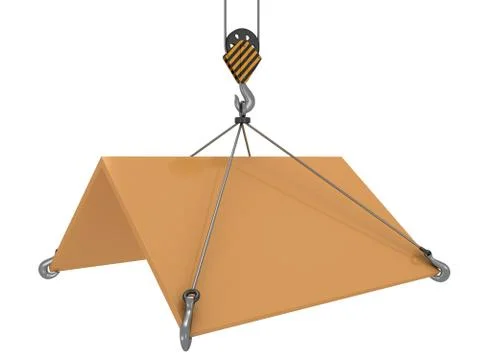 3D roof with construction crane hook Stock Illustration