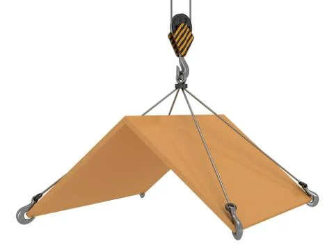 3D roof with construction crane hook Stock Illustration
