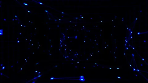 3d room with blue light particle 스톡 동영상 280451272