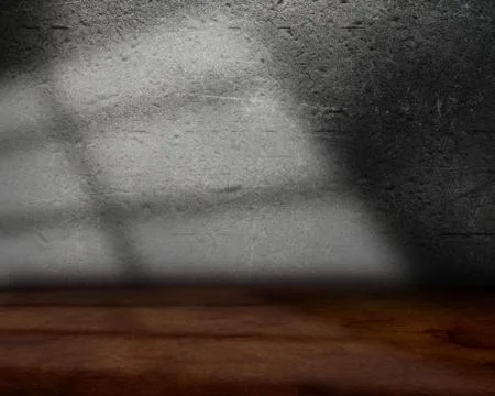 3D room interior with grunge wall and floor and light rays Illustrazione stock