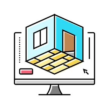 3d room modeling interior designer color icon vector illustration Stock Illustration
