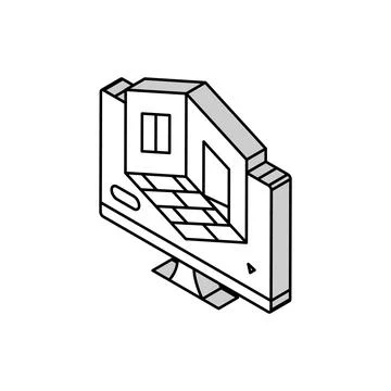 3d room modeling interior designer isometric icon vector illustration Stock Illustration