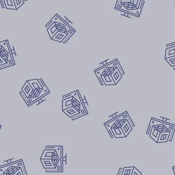 3d room modeling interior designer line seamless pattern Stock Illustration