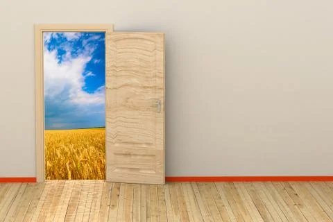 3d room with opened door Stock Illustration