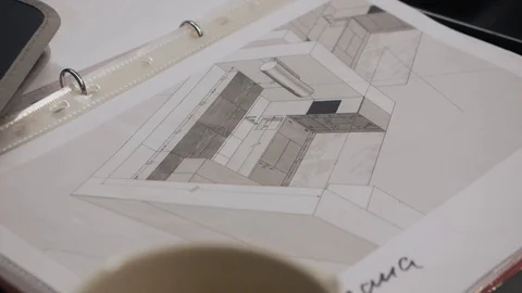 3D room plan made on paper Stock Footage 119069190