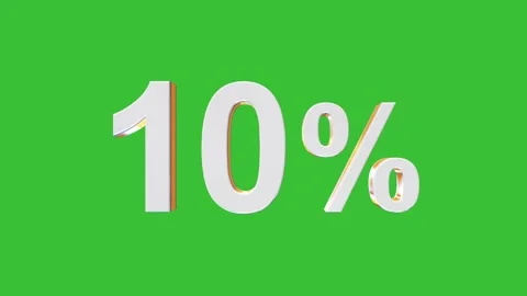 3D Rotating 10% Percentage Animation with Green Screen Background Video stock 320120888