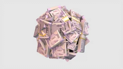 3D Rotating 100 Rupee Money Sphere Loop Stock Footage 341826324