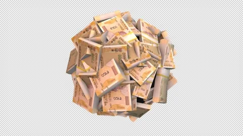 3D Rotating 200 Rupee Money Sphere Loop Stock Footage 341826321