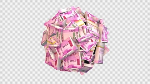 3D Rotating 2000 Rupee Money Sphere Loop Stock Footage 341826309
