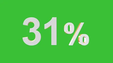 3D Rotating 31% Percentage Animation with Green Screen Background Stock Footage 323209925