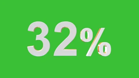 3D Rotating 32% Percentage Animation with Green Screen Background Video stock 323209915