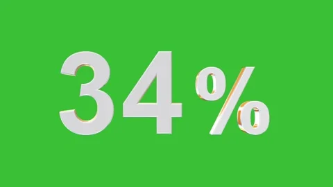 3D Rotating 34% Percentage Animation with Green Screen Background Stock Footage 323209918
