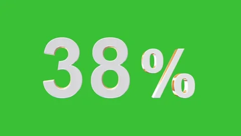 3D Rotating 38% Percentage Animation with Green Screen Background Stock Footage 323305183