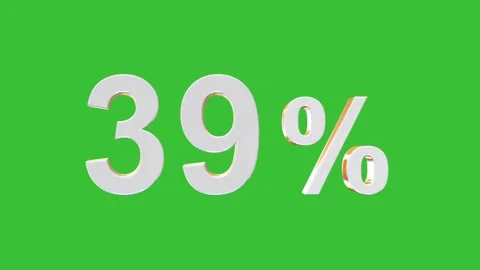 3D Rotating 39% Percentage Animation with Green Screen Background Stock Footage 323305186