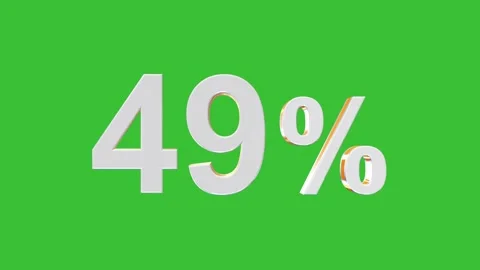 3D Rotating 49% Percentage Animation with Green Screen Background Stock Footage 323427420