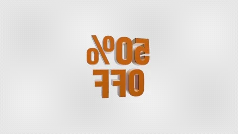 3D Rotating 50 Percent Off Text Animation on Transparent Background Stock Footage 340041495