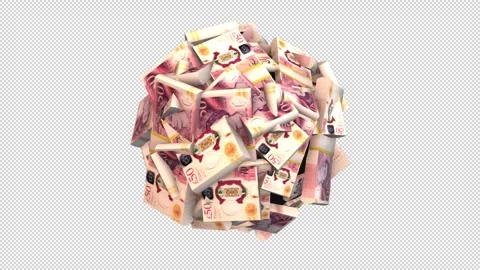 3D Rotating 50 Pound Money Sphere Loop Stock Footage 341826211