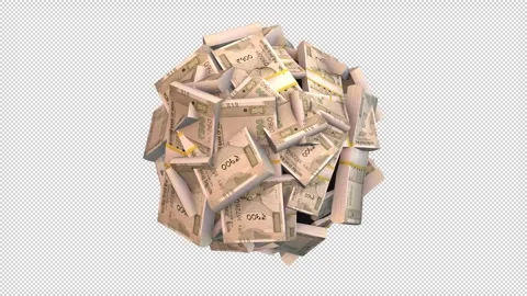 3D Rotating 500 Rupee Money Sphere Loop Stock Footage 341826316