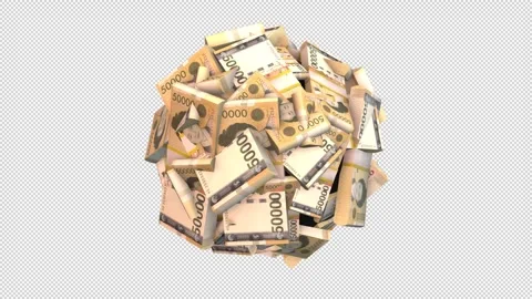 3D Rotating 50000 Won Money Sphere Loop Video stock 341826205