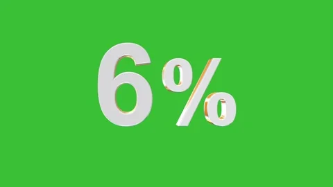 3D Rotating 6% Number Animation with Green Screen Background Stock Footage 320223291