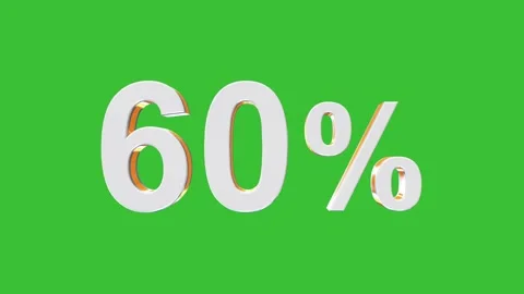 3D Rotating 60% Percentage Number Animation with Green Screen Background Video stock 320223312