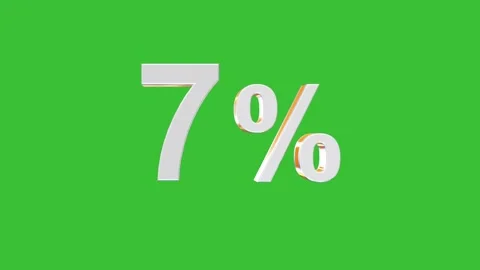3D Rotating 7% Percentage Number Animation with Green Screen Background Stock Footage 320223295